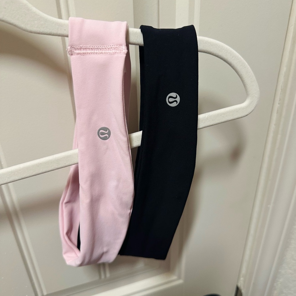 Lululemon Athletica Pink and Black Headband Set